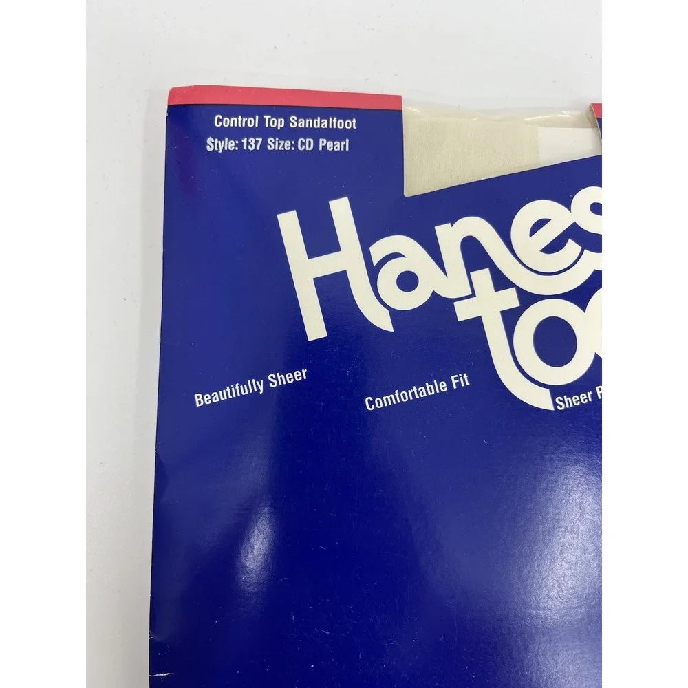 Hanes Too Control Top Pantyhose Size CD Pearl Sandalfoot Nylons NOS